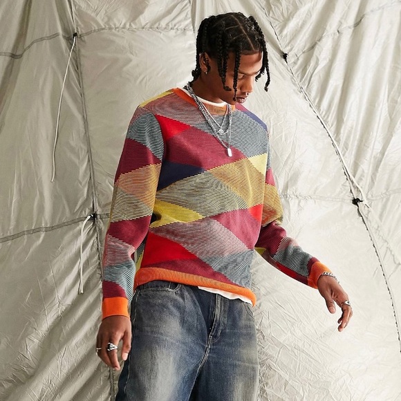 ASOS DESIGN Knitted Ombre Check Sweater Size Small - Picture 2 of 7